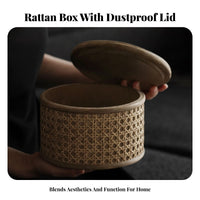 Lidded Storage Container With Lid Lidded Wicker Case Particlesproof Vintage Design for Students, Adults, Desktop, Bedroom