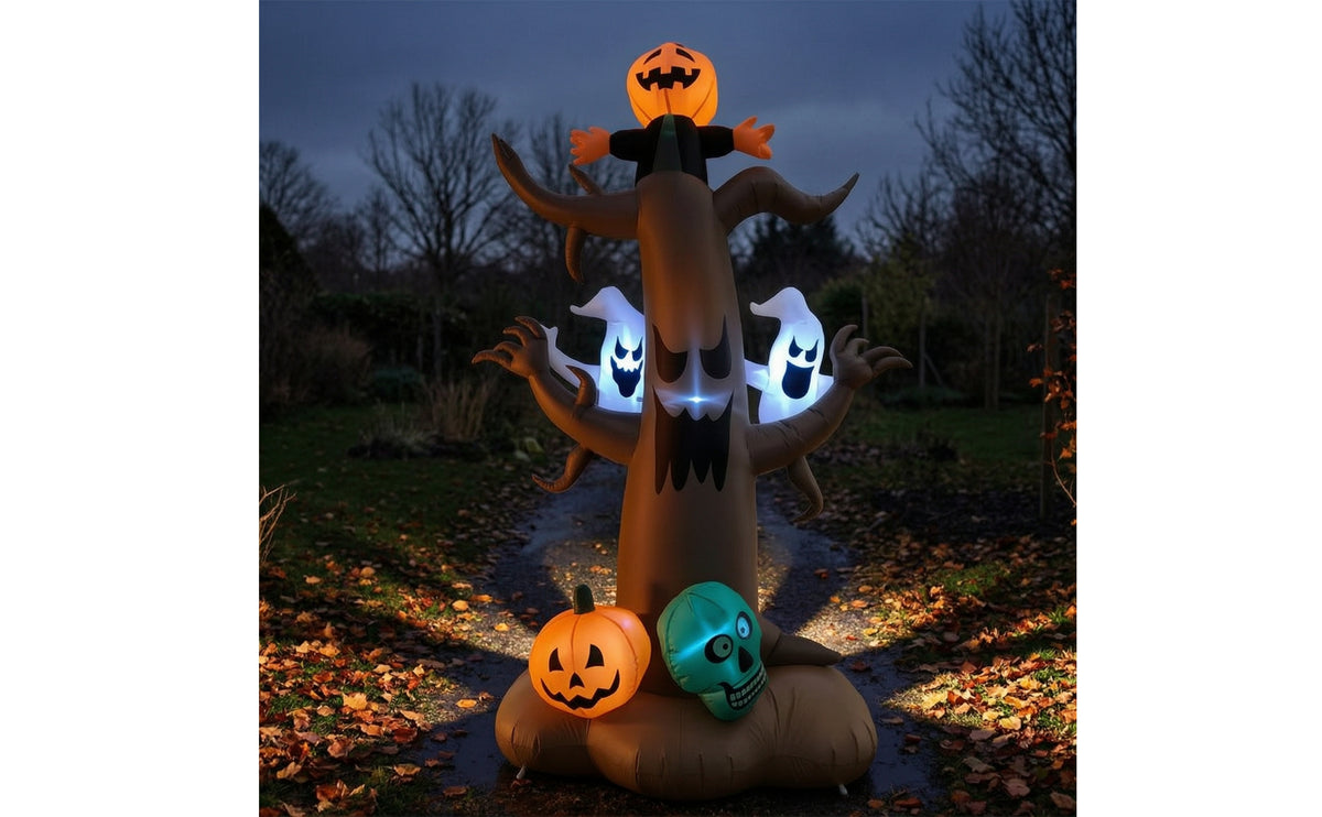 Lighted Inflatable Spooky Tree with Ghosts Bright Halloween Inflatable Tree Giant Garden Decoration Sturdy for Yard