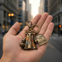 Halloween Ghost Keychain Retro Patch Bow Ghost Decoration Pendant Bag Charm