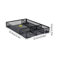 Slim Mesh Tray with Compartments Open-Top Mesh Desktop Tray Space-Saving A5 Paper Organizer Practical for Students