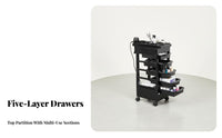 Cosmetic Studio Storage Cart 360-Degree Rotating Casters Hair Stylist Rolling Cart 5-Drawer Salon Trolley Easy to Clean