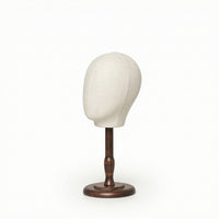 Freestanding Fabric Mannequin Head with Wooden Stand Countertop Mannequin Head with Wood Base Sturdy Hat Display Long-Lasting for Boutiques, Vanity