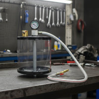 Graduated Oil Collection Cup with Pressure Gauge Transparent Pneumatic Oil Extractor Cup for Auto Technicians, Mechanics, Workshops