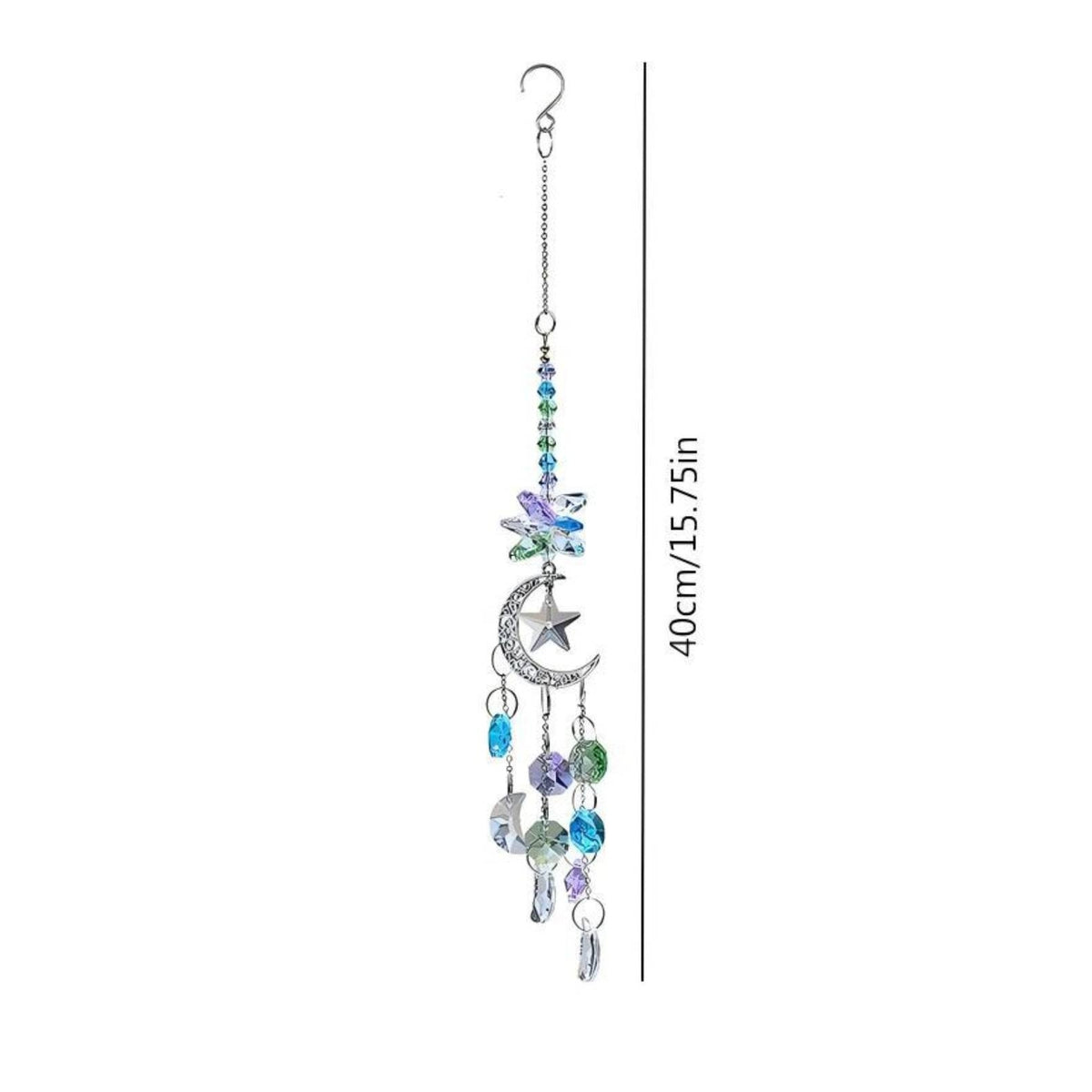 Faceted Moon and Star Suncatcher Beaded Crystal Suncatcher Hanging Star Crystal Ornament Reflective