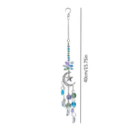 Faceted Moon and Star Suncatcher Beaded Crystal Suncatcher Hanging Star Crystal Ornament Reflective
