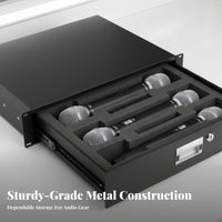 2U Locking Rack Drawer Heavy Duty Audio Device Storage Drawer Powder Coated