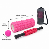 Fascia Roller Set Violet 33cm Hollow, EVA Foam, Fascia Ball 6.3cm, Massage Ball & Massage Stick 38cm, for Muscle Relaxation & Fitness