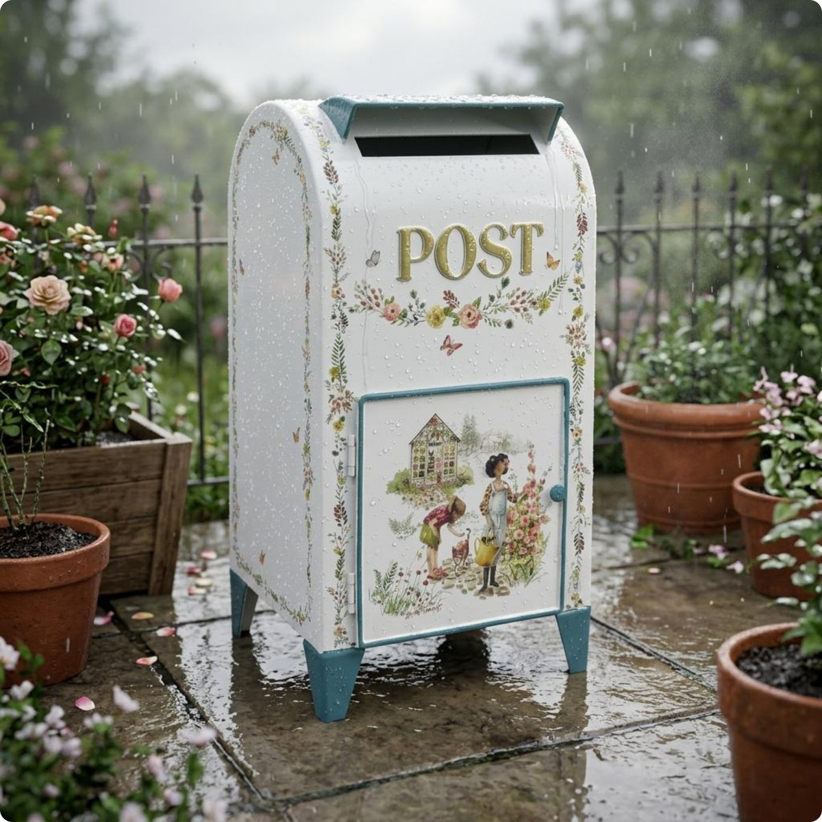 Standing Post Box Waterproof Iron Post Box Weather Resistant Metal Mailbox Decor