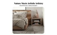 Single-Door Bedside Cabinet Minimalist Design Nightstand Natural Wood Look