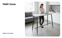 High-Top Table with Stools Light Luxury Design Bar Furniture Faux Marble surface Integrated Footrests for Homeowners, Students