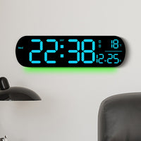 Creative RGB Color-Changing Wall Clock with LED Display, Digital Electronic Clock for Living Room, Model 6651R