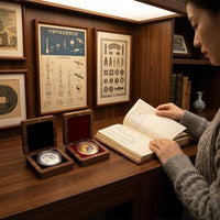 Walnut Wood Coin Collection Box with Flip Lid