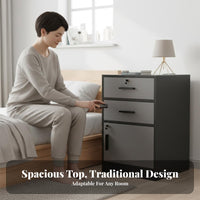 3-Tier Bedside Cabinet Modern Design Nightstand Rounded Corners for Small Spaces