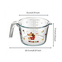 Marked Glass Measuring Cup High-Temperature Resistant Kitchen Tool Cartoon Dog