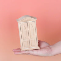 1:12 Scale Cabinet Hand-Carved Dollhouse Wardrobe Unfinished Wood Mini Wardrobe for Model Makers
