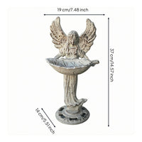 Angel Bird Feeder Vintage White Cast Iron Bird Feeder Shallow Tray for Courtyard