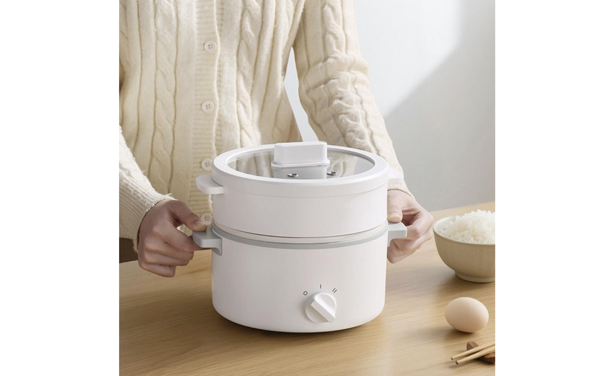 Multifunction Cooking Pot Ceramic-Coated Electric Cooker with Glass Lid Electric Hot Pot Nonstick Cooker with Lid Even-Heating