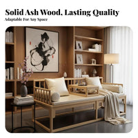New Chinese Design Sofa Set Solid Ash Hardwood Living Room Set Seating Group for Homeowners, Tea Lovers, Study, Reception Area, Meditation Space