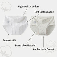 Women's High Waisted Knickers with Extended Gusset for Enhanced Coverage, 100% Breathable Multipack Postpartum C Section Design