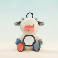 Sensory Stuffed Animal with Hanging Loop Soft Soft Toy with Mirror Textured Baby Soothing Toy for Infants, Stroller