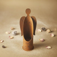 Rusted Metal Angel Holder Memorial Gift Candlestick for Christmas, Wedding