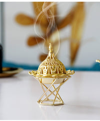 Middle Eastern Arabic Gold Metal Incense Burner Mini Handheld Home Decor