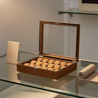 Wooden Watch Box With Lock 18 Compartment Watch Holder Individual Accessory Storage Clear View Lid Jewelry Organizer