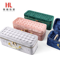 绒布轻奢珠宝手镯盒便携黄金翡翠收纳盒手提多位玉镯珠宝箱大容量