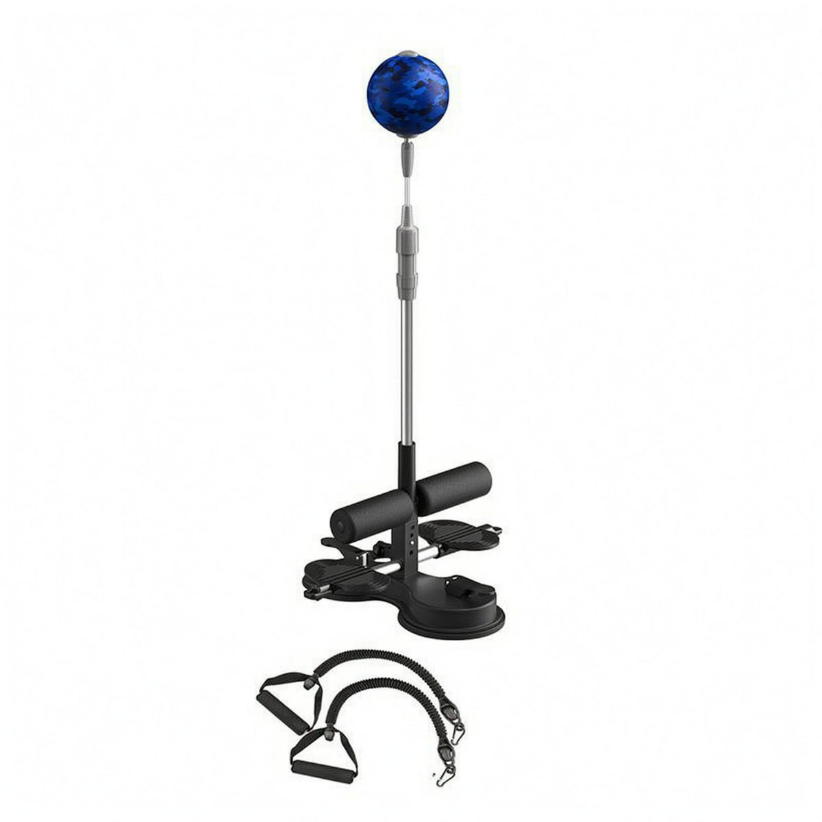 Elastic Ropes Suction Cup Sit-up Machine Foam-Padded Floor-Standing Sit-up Instructor Hand Loops Abdominal Exercise Machine Compact