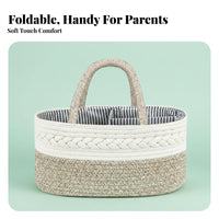 Cotton Rope Diaper Carrier Foldable Design Baby Diaper Organizer Tote Cotton Rope Basket Removable Dividers for Infants