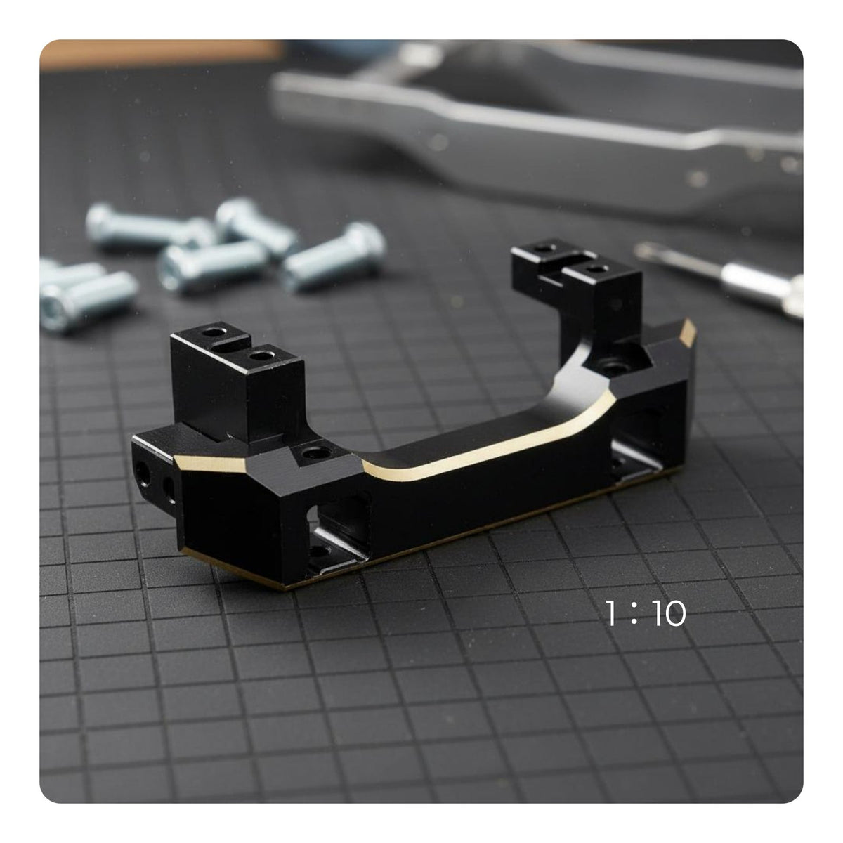 Lowers Midpoint of Balance Point Brass Servo Relocation Bracket Improved Weight Distribution Front Bumper Servo Mount Two-Tone Finish RC Crawler Bumper Mount CNC Machined