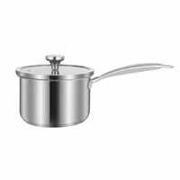 316 Stainless Steel Pot Thickened Lidded Milk Pan Induction Compatible Single Handle Pot for Infant Meals Prep