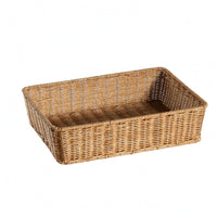 Rectangular Woven Basket Wicker-Style Shallow Basket Rustic Design for Kitchen