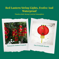 Red Lantern String Lights Waterproof Outdoor Lanterns
