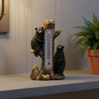 Bear Thermometer Statue Resin Creature Garden Thermometer Easy to Read for Patio