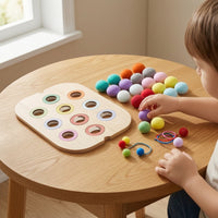 3 Pieces Educational Wooden Sensory Board Safe Sensory Board with Pom-Poms Tabletop Toy Fine Motor for Toddlers, Preschoolers, Kids, Playroom, Classroom, Homeschool