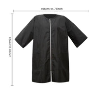 Knee-Length Barber Jacket with Zipper Closure Zippered Barber Smock Hair Repellent Salon Coat Lightweight for Barbershops
