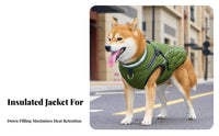 Windproof Dog Coat with Harness Adjustable Fit Dog Harness Winter Coat Elastic Abdomen Design for Cold Weather, Night Walks, Rainy Days