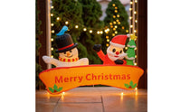 Santa Inflatable with LED Lights Outdoor Inflatable Snowman and Santa Christmas Yard Decoration with Lights Festive Magical
