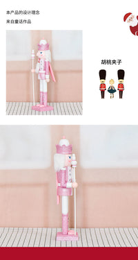 25 New 38cm Pink Glitter Nutcracker Solid Wood Decorative Puppet Gift