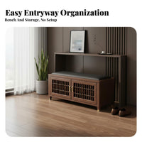 Upholstered Shoe Changing Stool New Chinese design Entryway Bench High Load Capacity Easy to Clean for Adults, Foyer, Bedroom