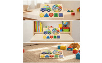 Early Learning Wooden Puzzle with Geometric Shapes Child-Centered Educational Puzzle Board Multicolor Shape Sorter Chunky for Homeschool
