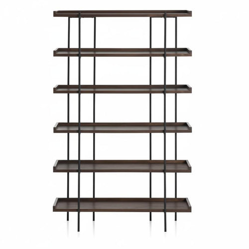 Multi-Tier Open Bookcase Wrought Iron Frame Industrial Design Bookshelf Minimalist Design Industrial Bookshelf for Collectors