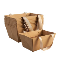 10 Pieces Krafts Gift Basket with Handles Brown Present Wrap Metal Rivets