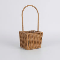 Plant Pots for Indoor Hanging Basket Display, Rectangular Storage Basket with Fixed Arch Handle, Handwoven Wall or Gift Basket