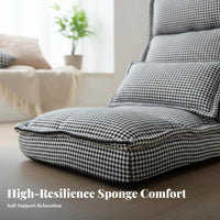 Houndstooth Pattern Adjustable spinerest Lounger Multi-Angle Adjustment Lazy Sofa Comfortable Padding Floor Chair Ergonomic Support for Students, Teenagers, Bedroom, Bay casement, Dorm Room, Home deactivatedice