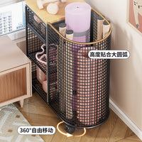 家用瑜伽垫收纳架可移动运动工具置物架带轮羽毛球健身工具放置架