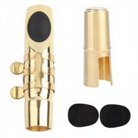 Gold-Colored Saxophone Mouthpiece Polished Shiny Finish Saxophone Ligature Clamp Tightening Screws Sax Mouthpiece Cap