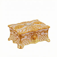 Rectangular Jewelry Box Faceted Jewel Lid Ornate Jewelry Box Curved Feet