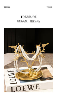 复古家居欧式黄铜轻奢创意饰品架托盘时尚首饰陈列耳环项链架摆件